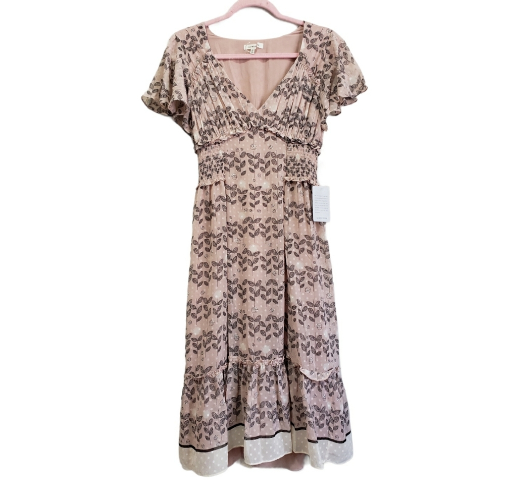 Max Studio v-neck flutter sleeve midi dress